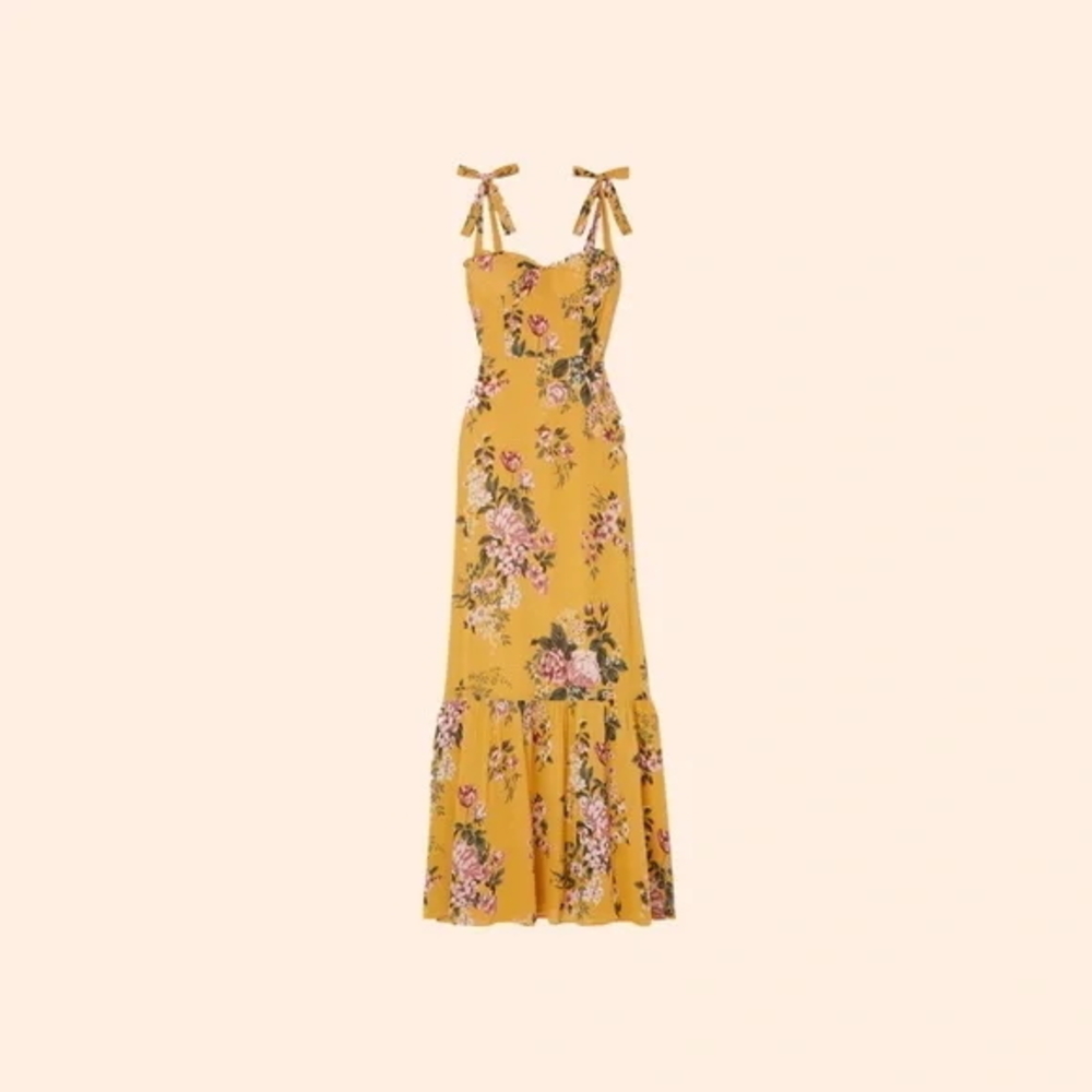Reformation Mustard Yellow Floral Maxi Dress